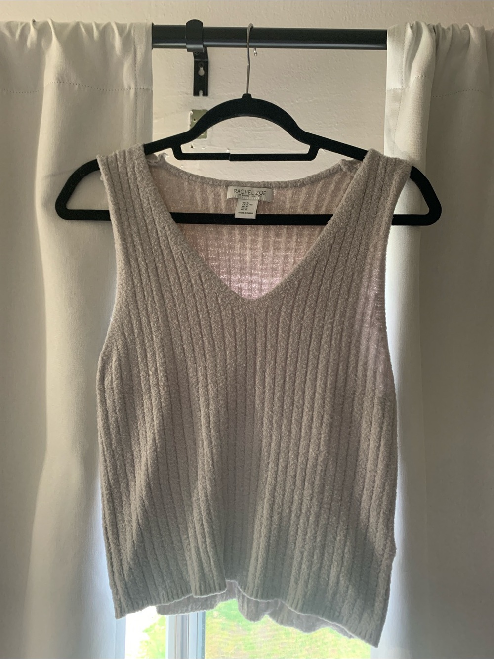 Rachel Zoe Sleeveless Ribbed V-Neck Top - Taupe